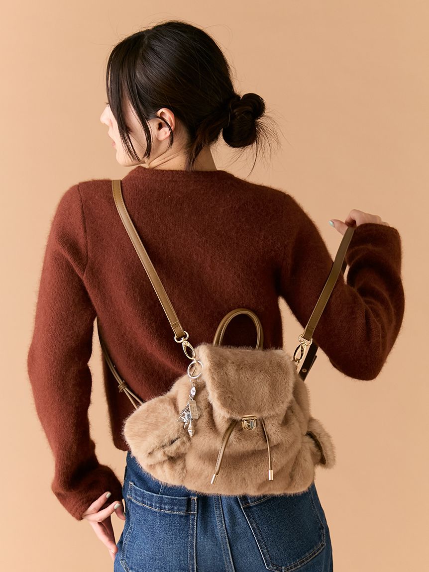 新品タグ付　2wayエコファーバックパック ベージュ　LILY BROWN リリーブラウン LILY BROWN 2wayエコファーバックパック （MIX