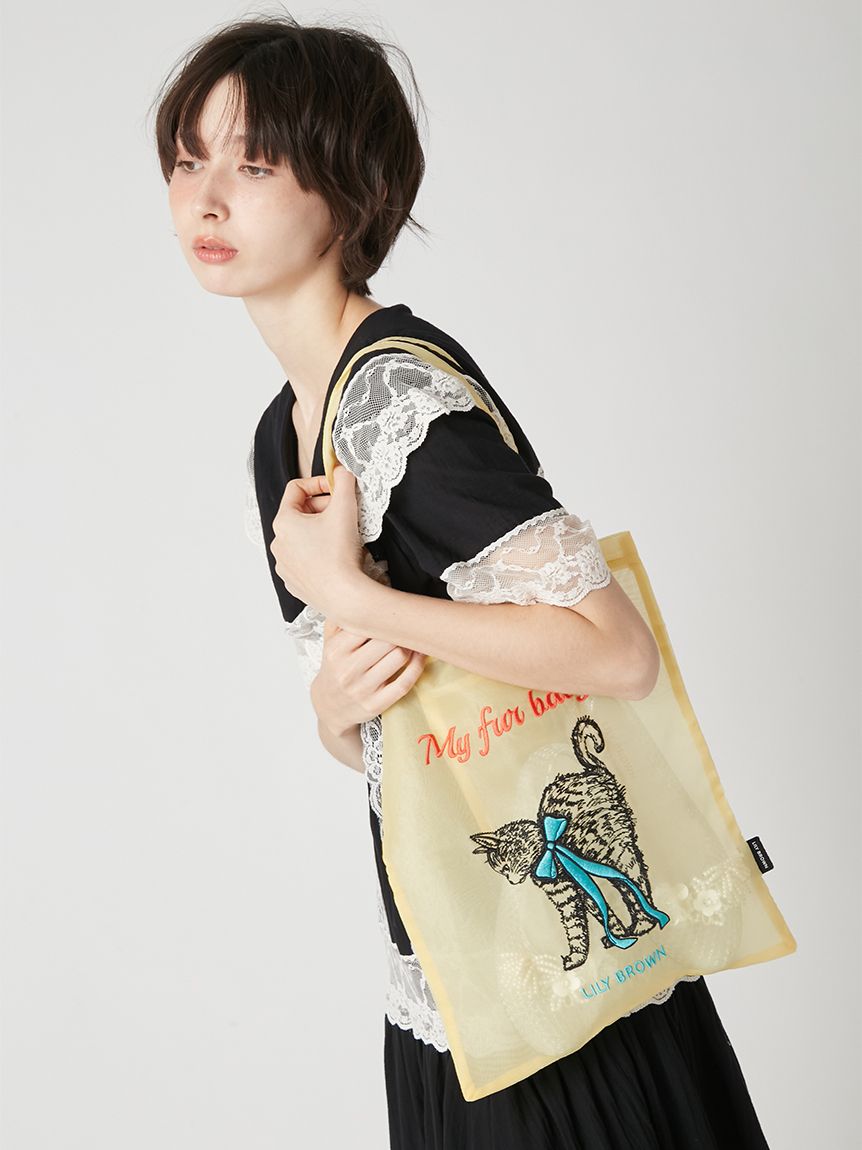 Lily Brown 異素材コンビ刺繍PO CAT刺繍シアーポーチ(雑貨)｜ファッション雑貨｜LILY BROWN（リリー