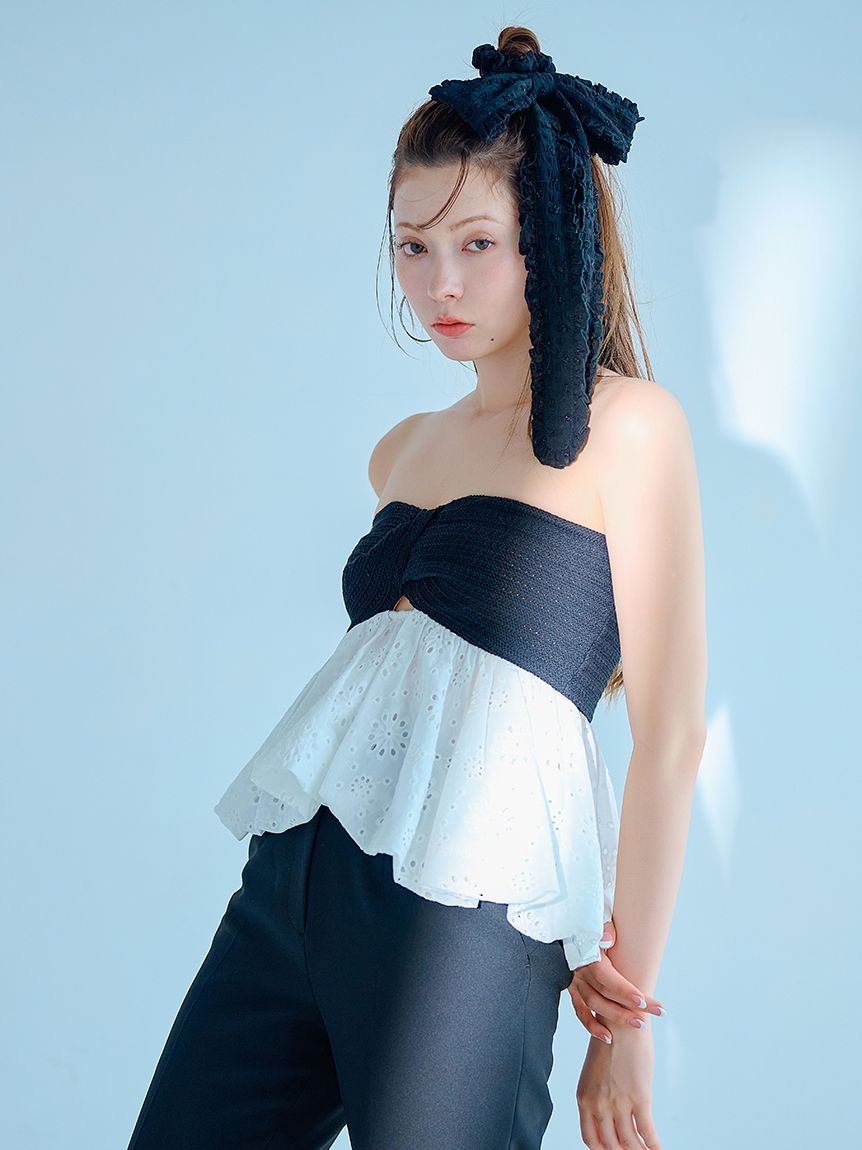 LILY BROWN ロングリボンシュシュ ホワイト 髪飾り ヘアアクセサリー バリエーションリボンシュシュ(ヘッドアクセサリー