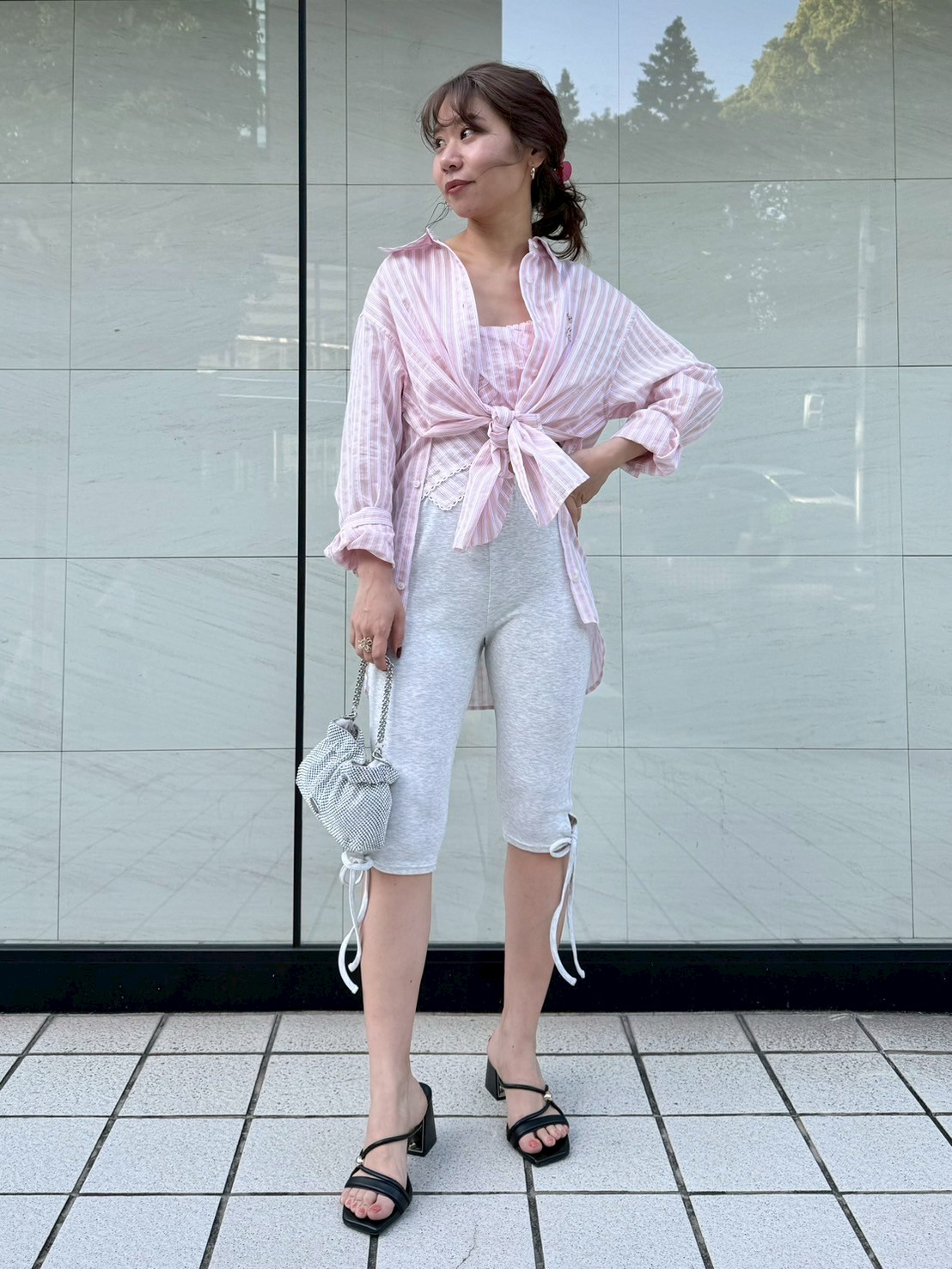 肌触りがいい サイドリボンハーフレギンス(レッグウェア)｜ファッション雑貨 服＆ファッション小物