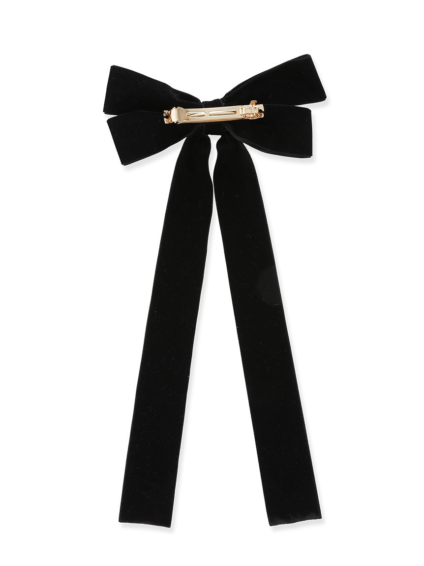 【LILY BROWN*MARY QUANT】リボンバレッタ　黒　ベロア LILY BROWN×MARY QUANT】デイジーモチーフリボンバレッタ