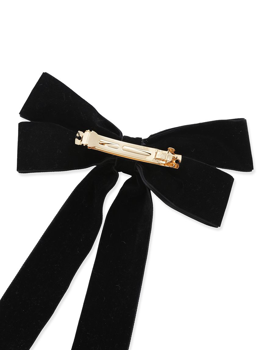 【LILY BROWN*MARY QUANT】リボンバレッタ　黒　ベロア LILY BROWN×MARY QUANT】デイジーモチーフリボンバレッタ