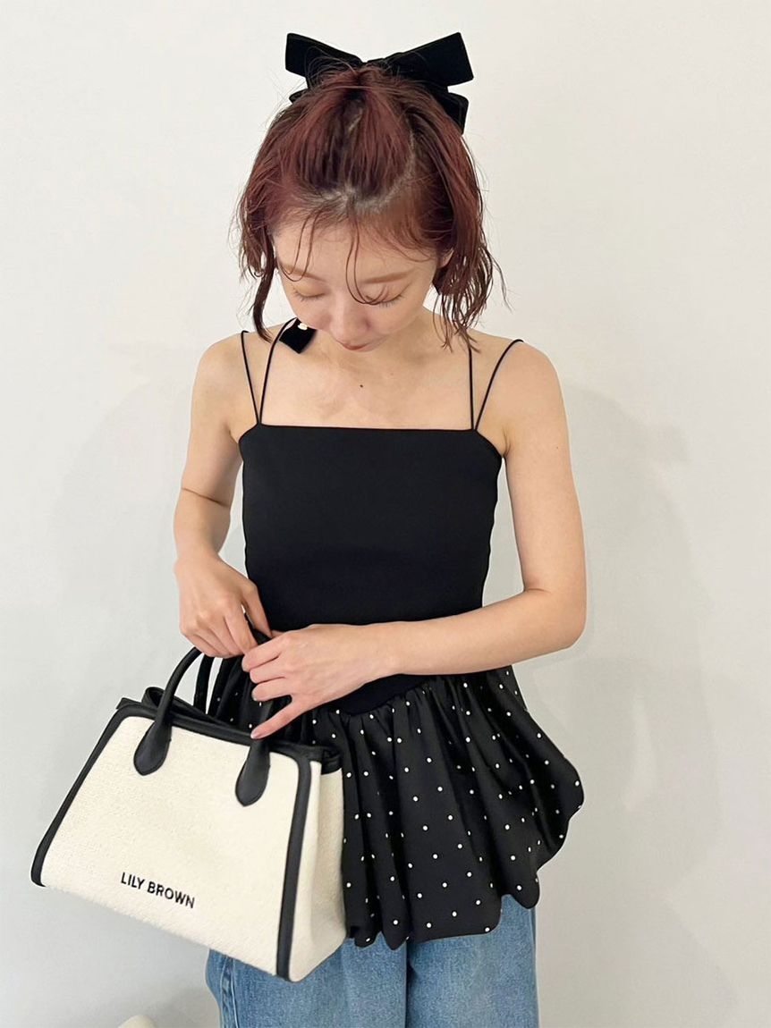 【LILY BROWN*MARY QUANT】リボンバレッタ　黒　ベロア LILY BROWN×MARY QUANT】デイジーモチーフリボンバレッタ