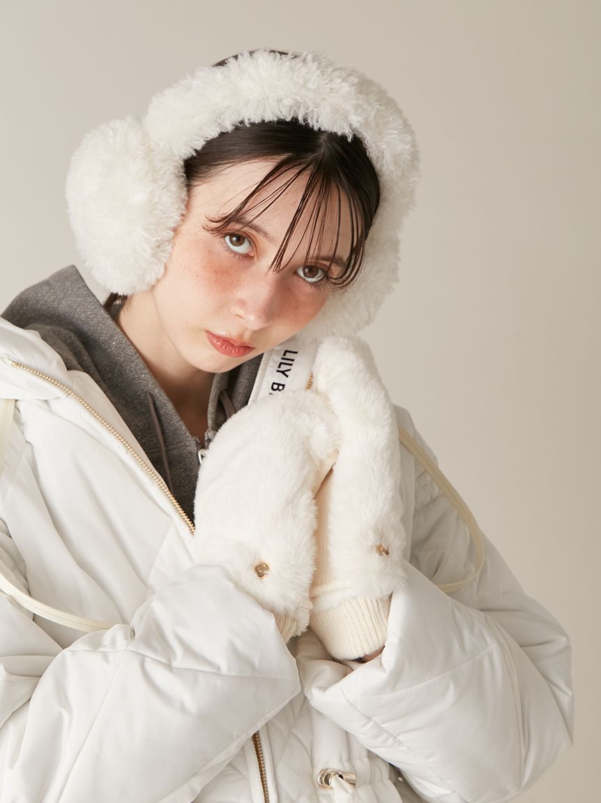 LILY BROWN×MARY QUANT】デイジーモチーフファーイヤーマフラー