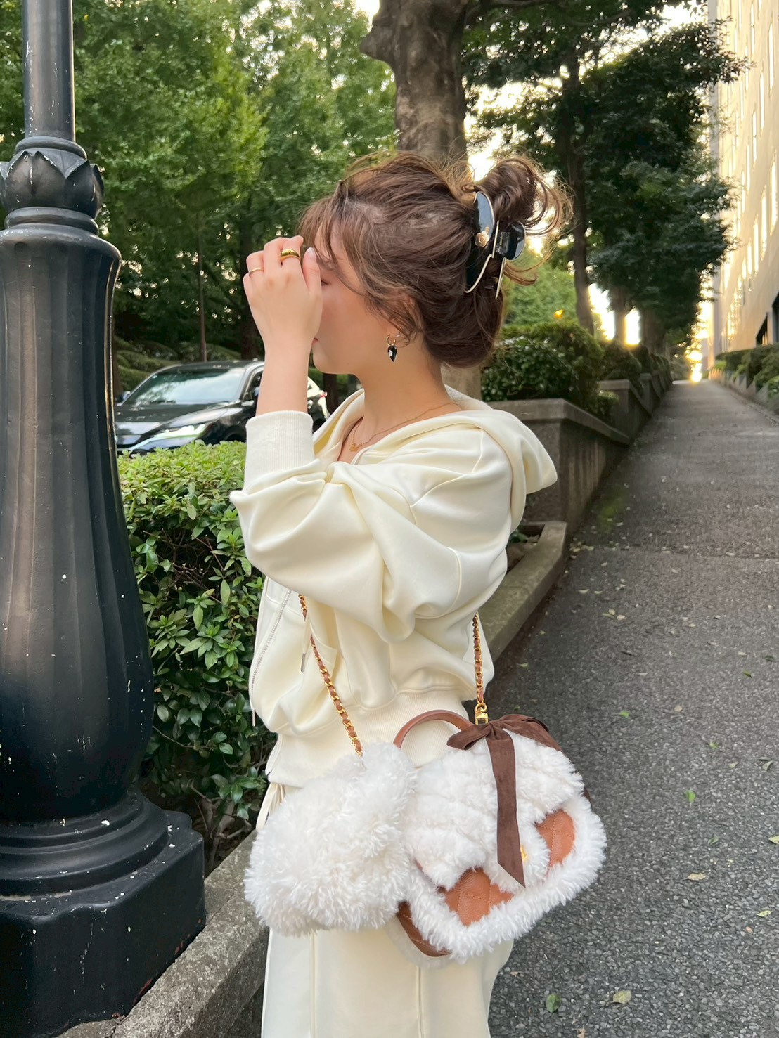 LILY BROWN×MARY QUANT】デイジーモチーフファーイヤーマフラー