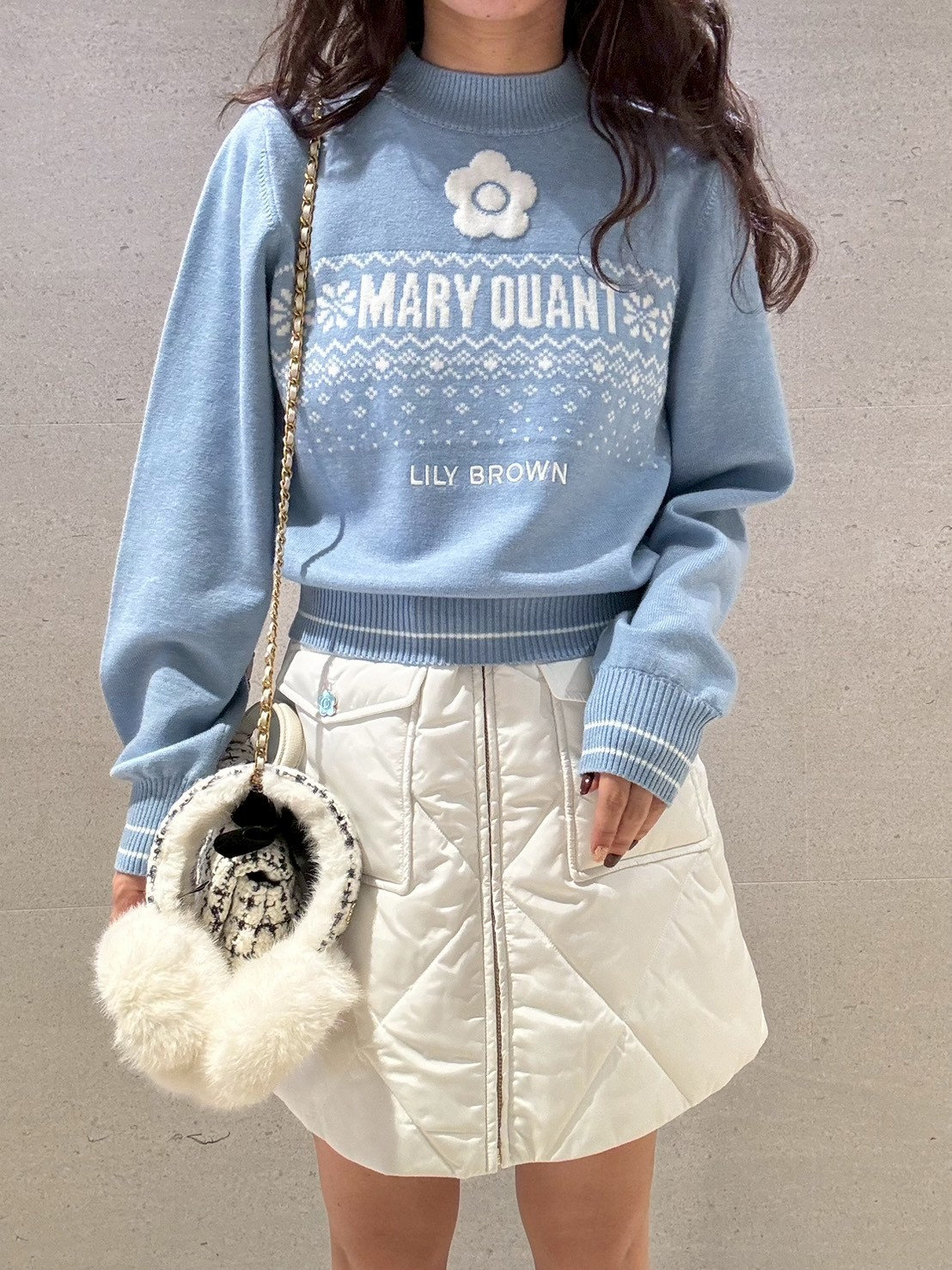 LILY BROWN×MARY QUANT】デイジーモチーフファーイヤーマフラー