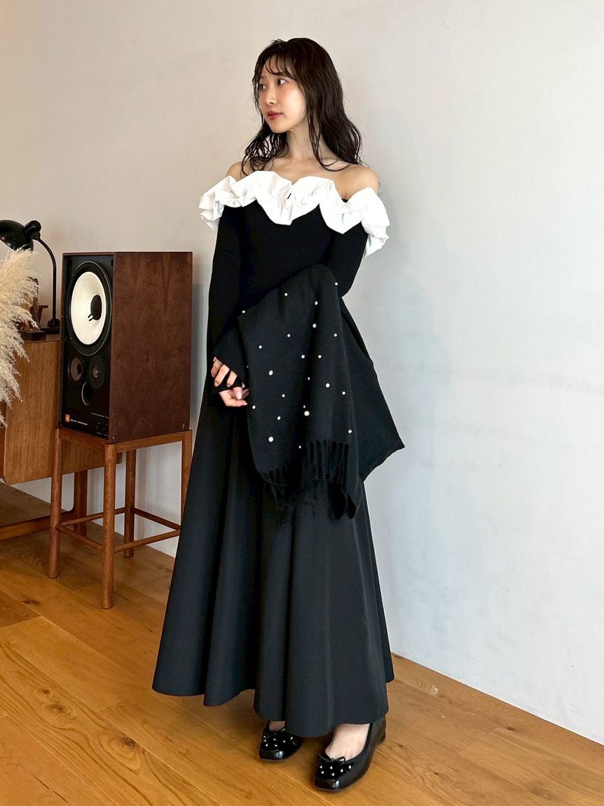 L.B CANDY STOCK]パールビジュー付きストール(ストール・マフラー