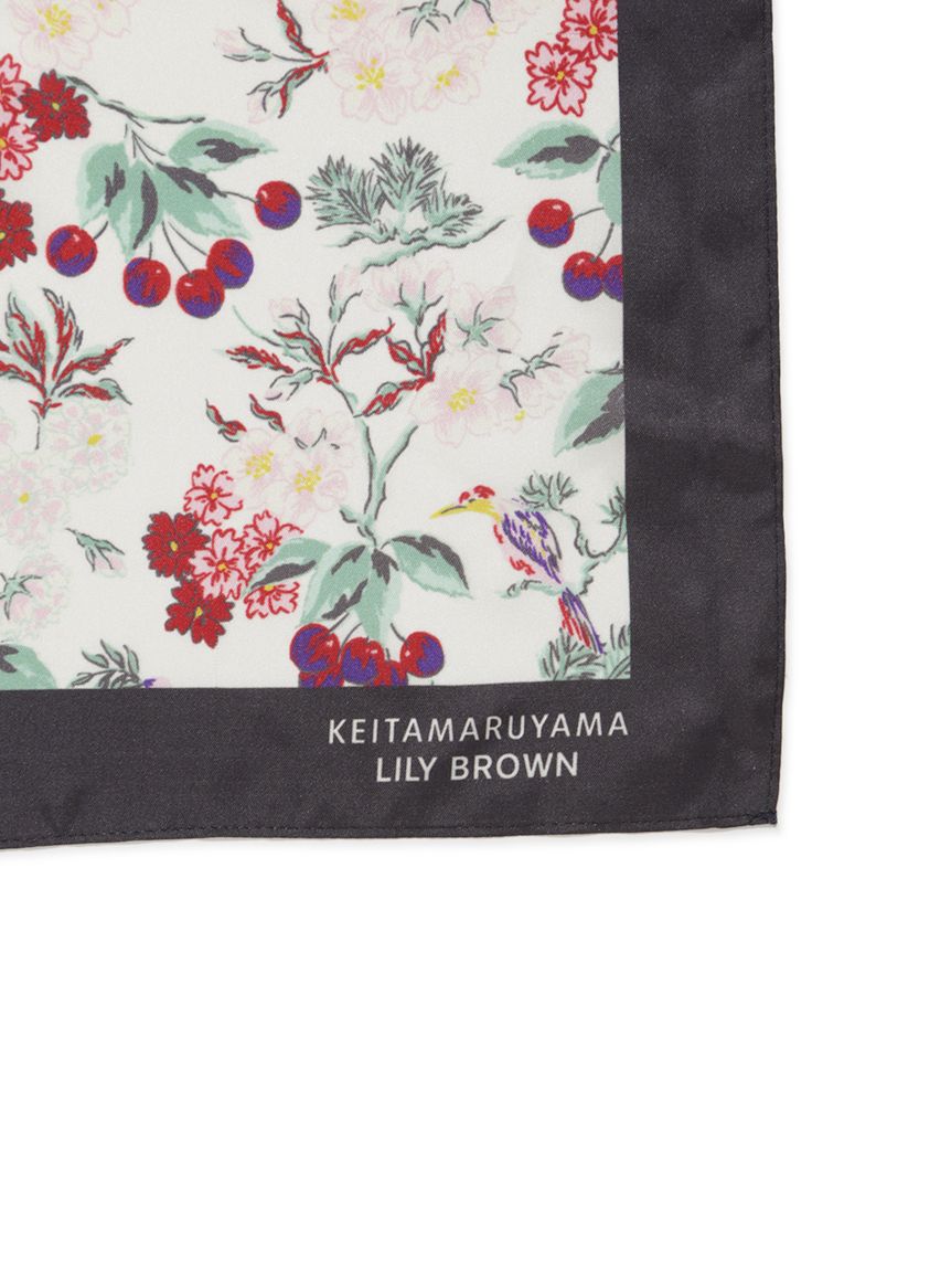 LILY BROWN×KEITA MARUYAMA】ボタニカルチェリー柄シルクスカーフ