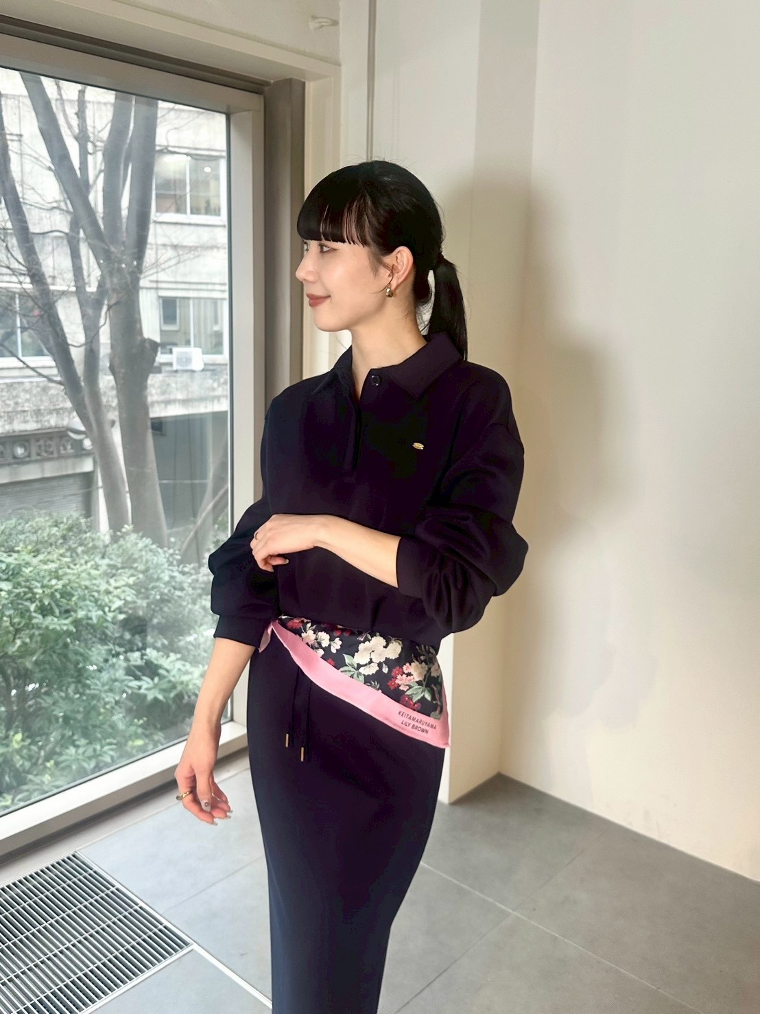 LILY BROWN×KEITA MARUYAMA】ボタニカルチェリー柄シルクスカーフ