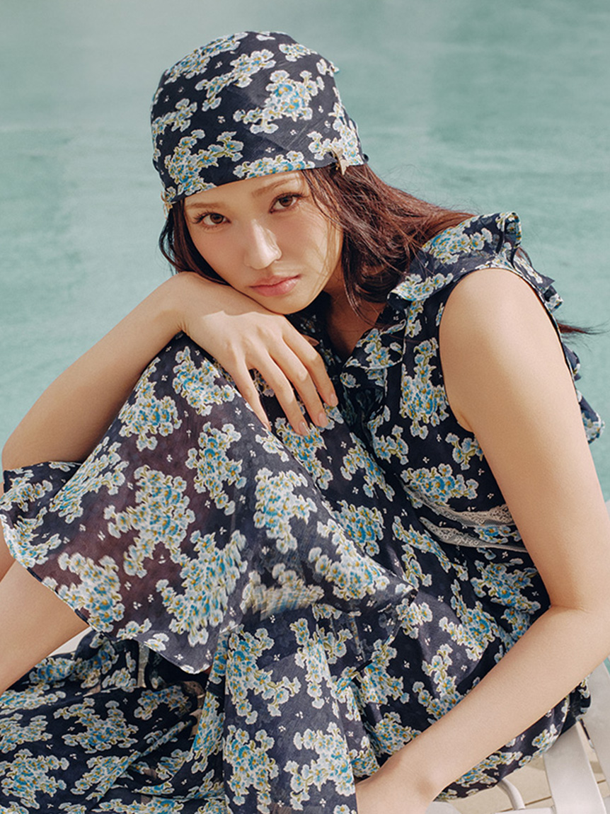 14th Addiction ストール スカーフ 総柄 フリンジ 希少モデル LILY BROWN×ANNA SUI】プリントスカーフ(ストール・マフラー