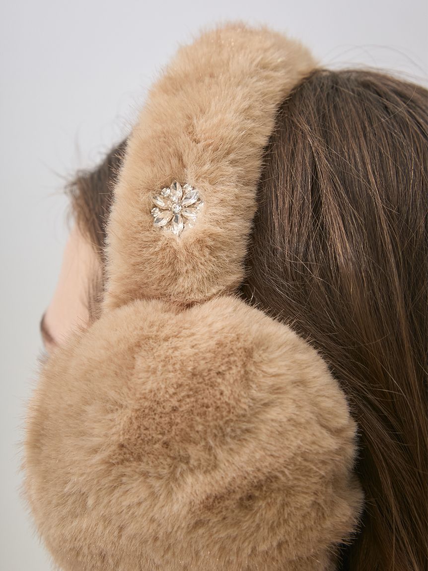ビジューモチーフファーイヤーマフラー(ストール・マフラー)｜FASHION