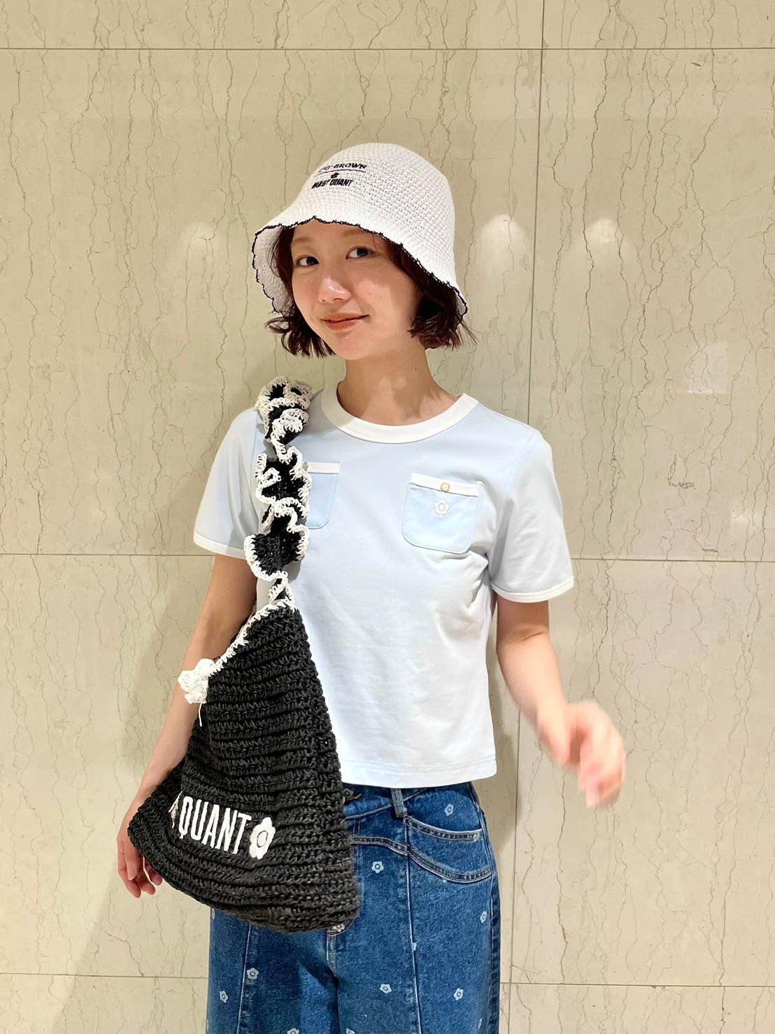 新品　リリーブラウン　マリークワント　ホワイト　キャスケット　帽子　完売 LILY BROWN×MARY QUANT】デイジーモチーフキャスケット(ベレー帽