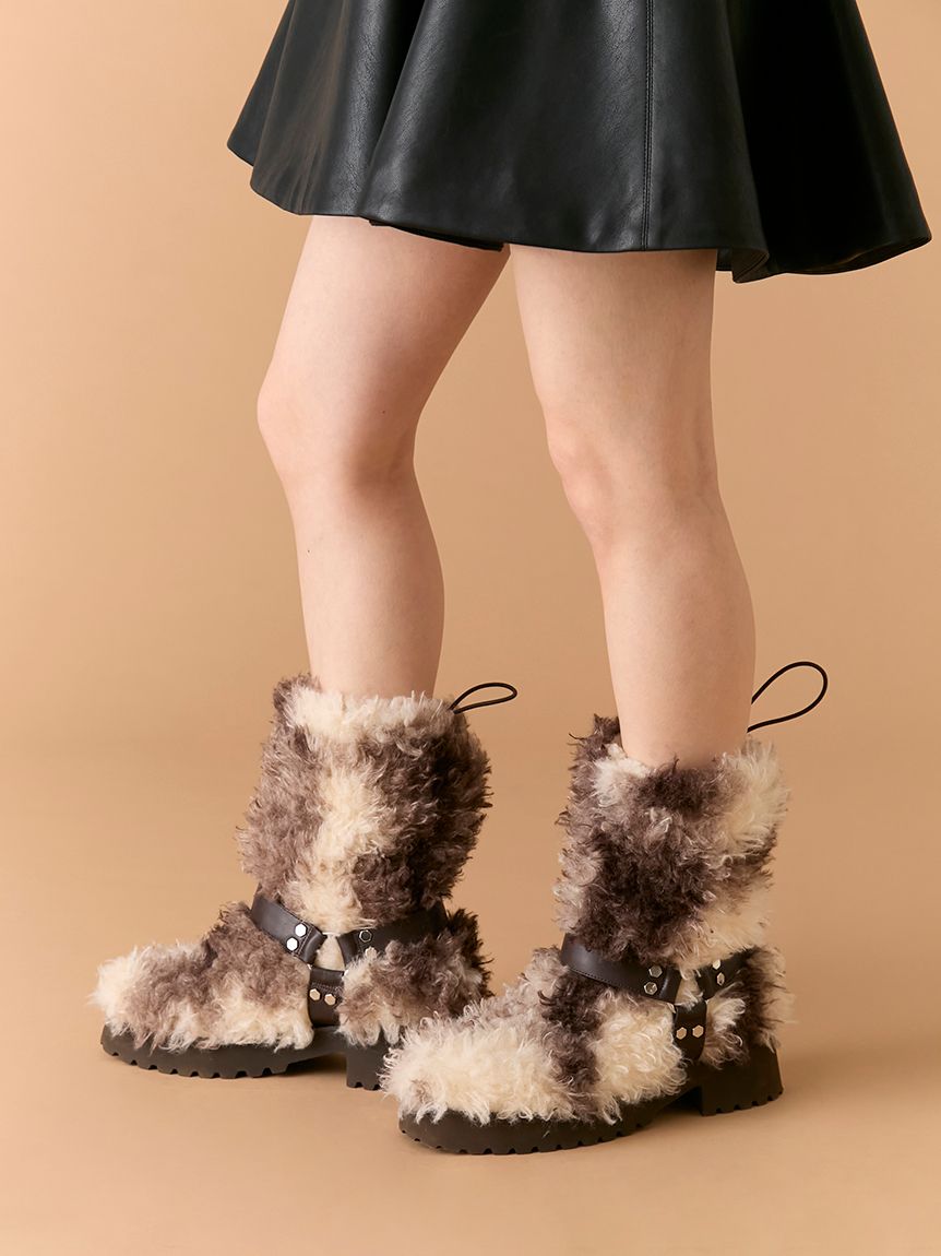 NINA RICCI★ファー付きブーツ ハーネスストラップファーブーツ(Hearts2Hearts着用)(雑貨