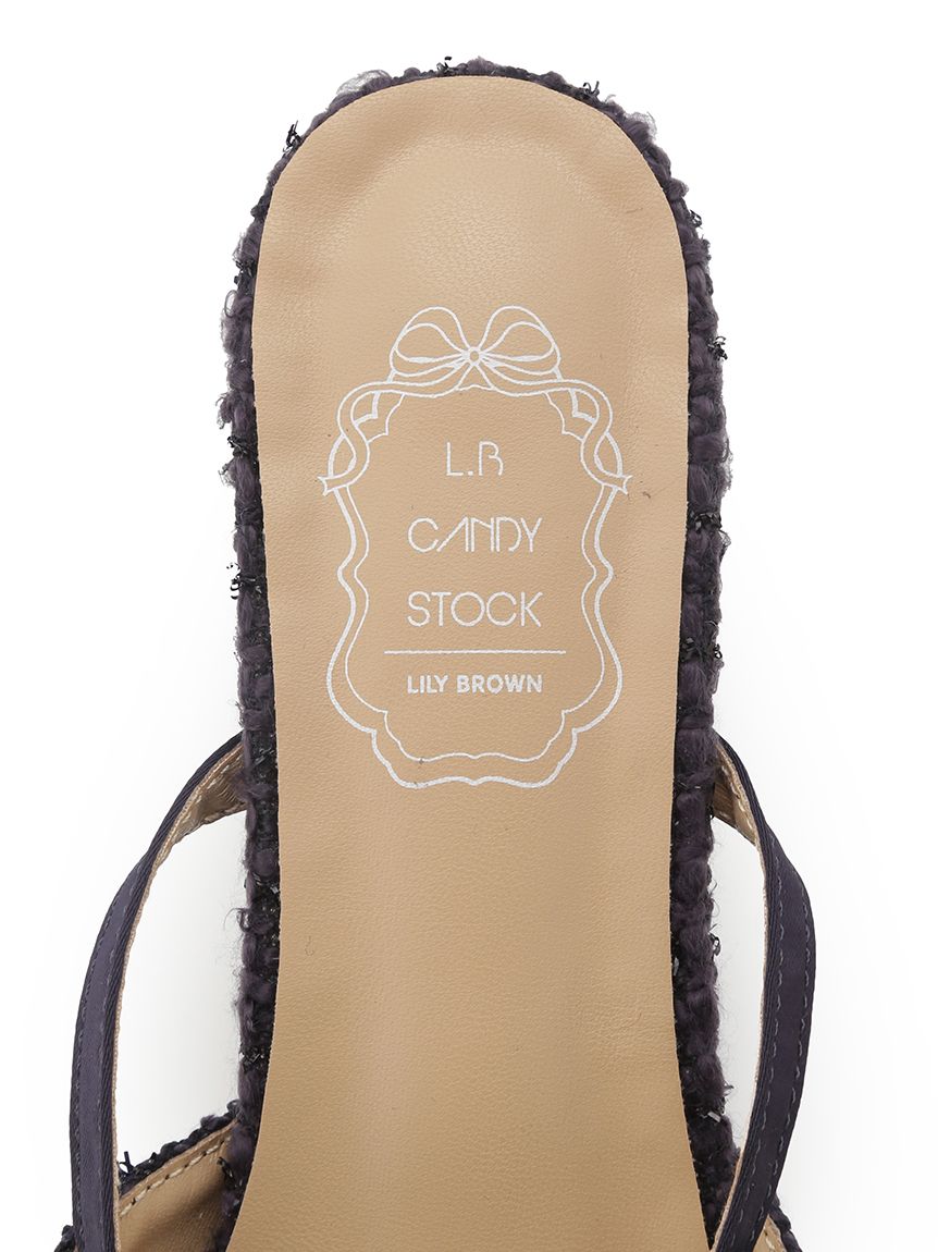 L.B CANDY STOCK]ビジューリボンストラップミュール(Hearts2Hearts着用