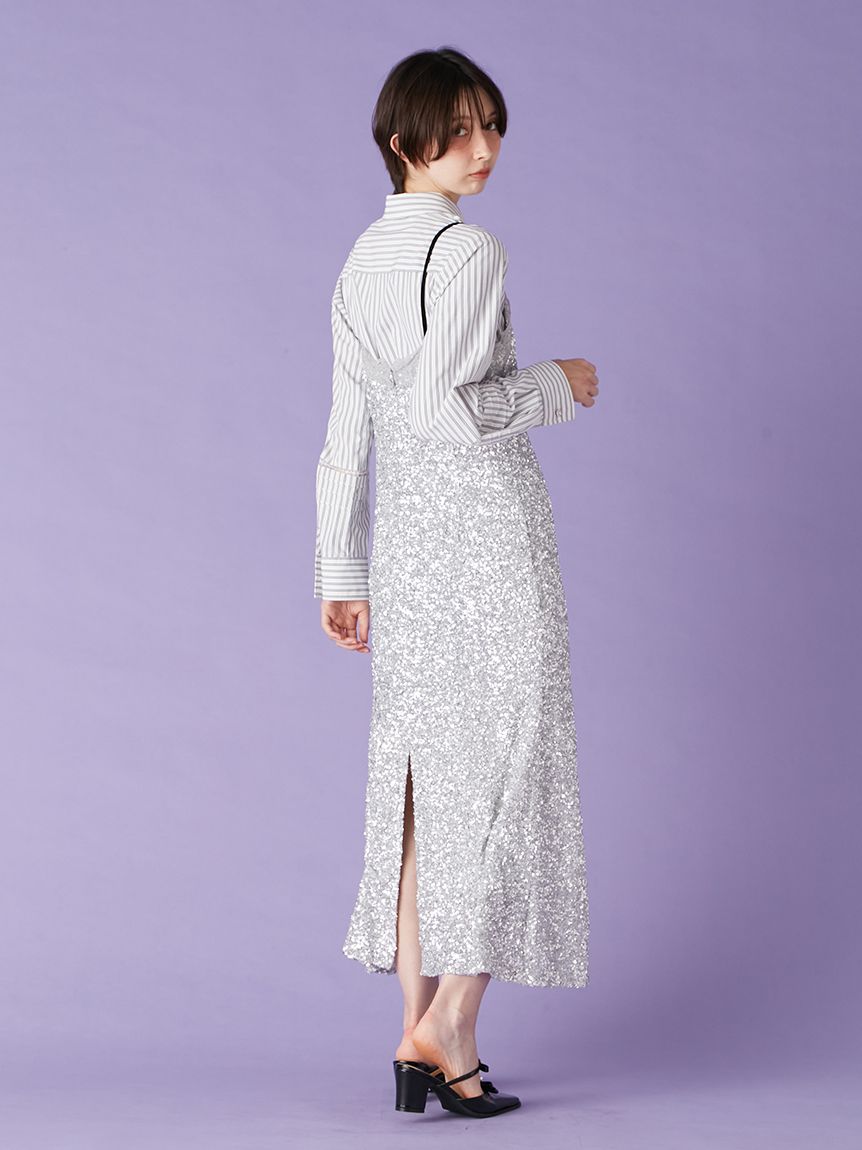 L.B CANDY STOCK]ビジューリボンストラップミュール(パンプス