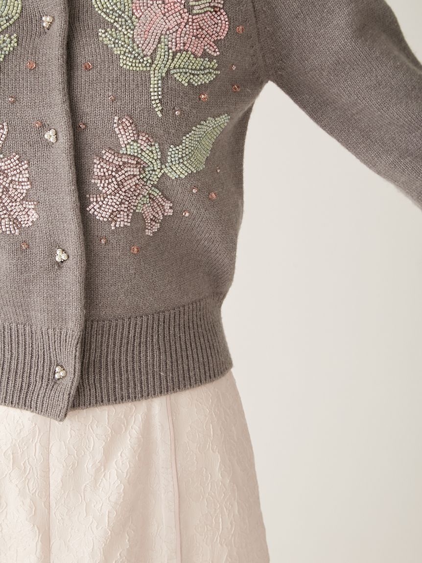 L.B CANDY STOCK]フラワービーズ刺繍カーディガン(カーディガン