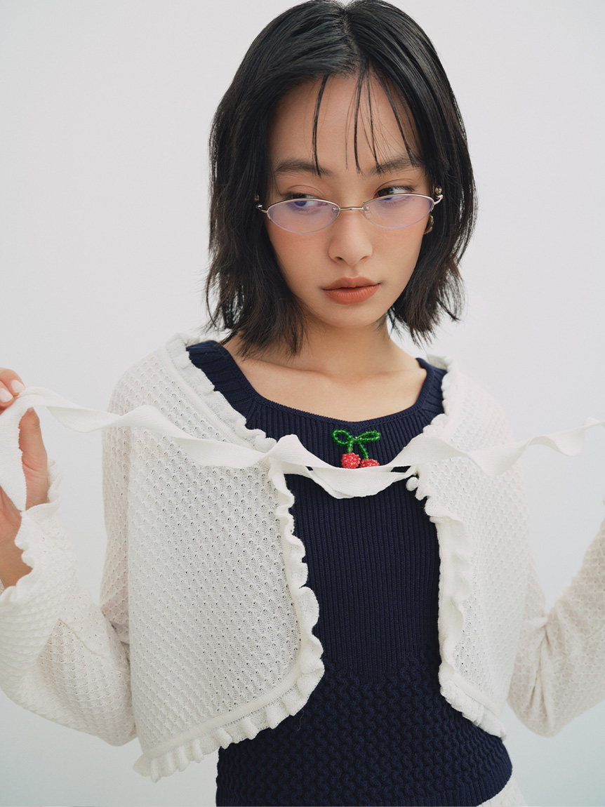 LILY BROWN｜フリルディテールカーディガン | Rakuten Fashion