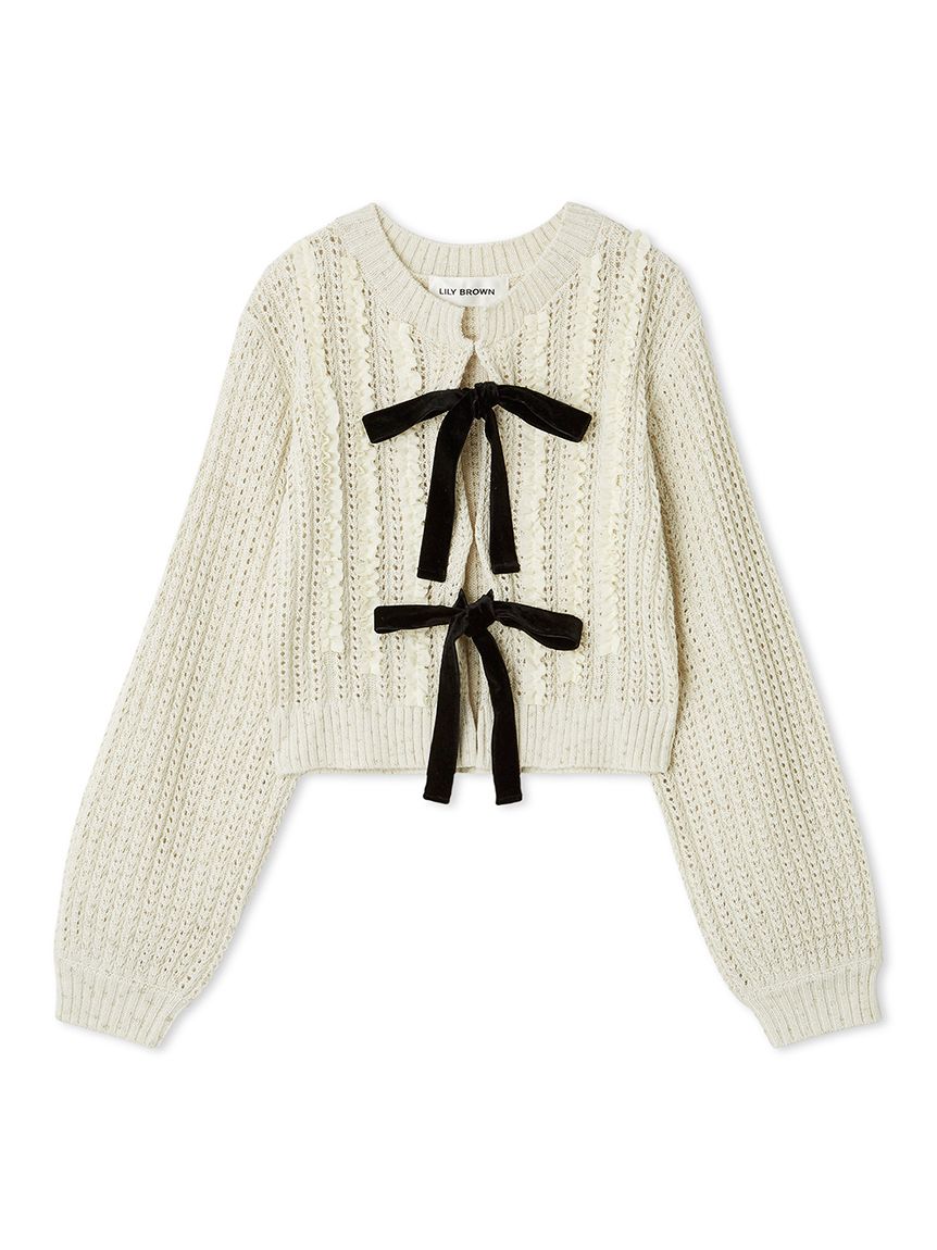 ベロアリボンニットカーディガン(カーディガン)｜トップス｜LILY BROWN