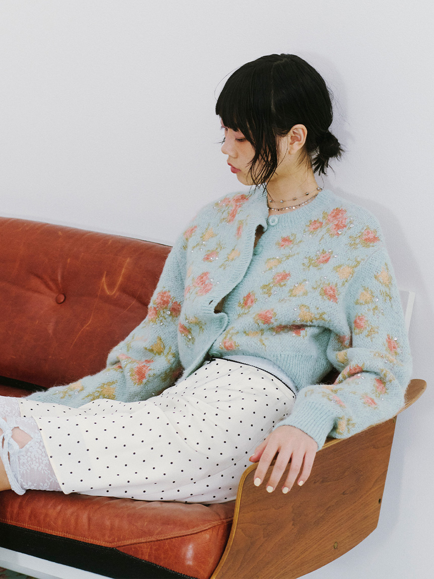 ANNA SUI×リリーブラウン カーディガン＆ペプラムキャミソール LILY BROWN ×ANNA SUI】ジャガードビジューニットカーディガン