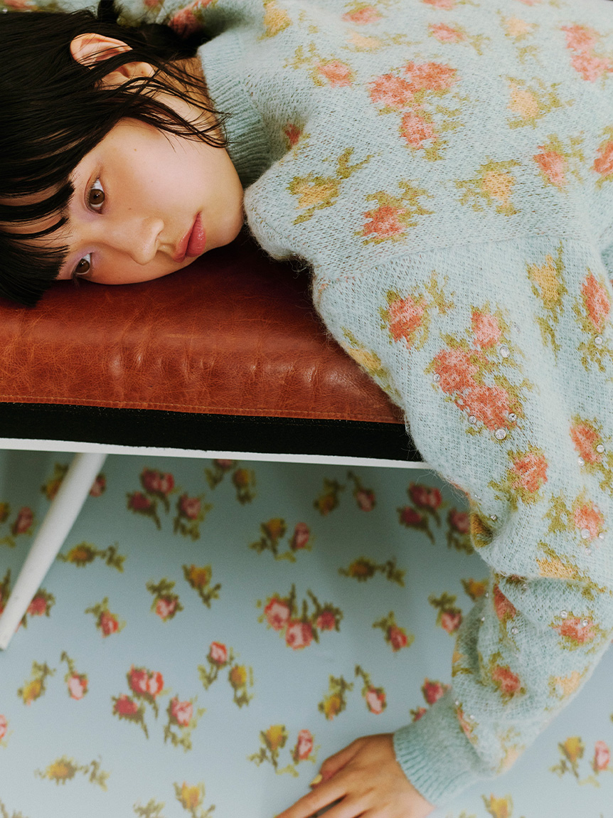 ANNA SUI×リリーブラウン カーディガン＆ペプラムキャミソール LILY BROWN ×ANNA SUI】ジャガードビジューニットカーディガン