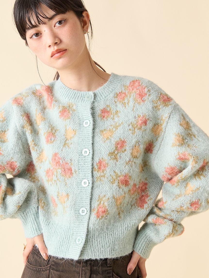 ANNASUI×LILY BROWNコラボ カーディガン　黒 LILY BROWN カーディガン 「LILY ×ANNA SUI」ジャガードビジュー