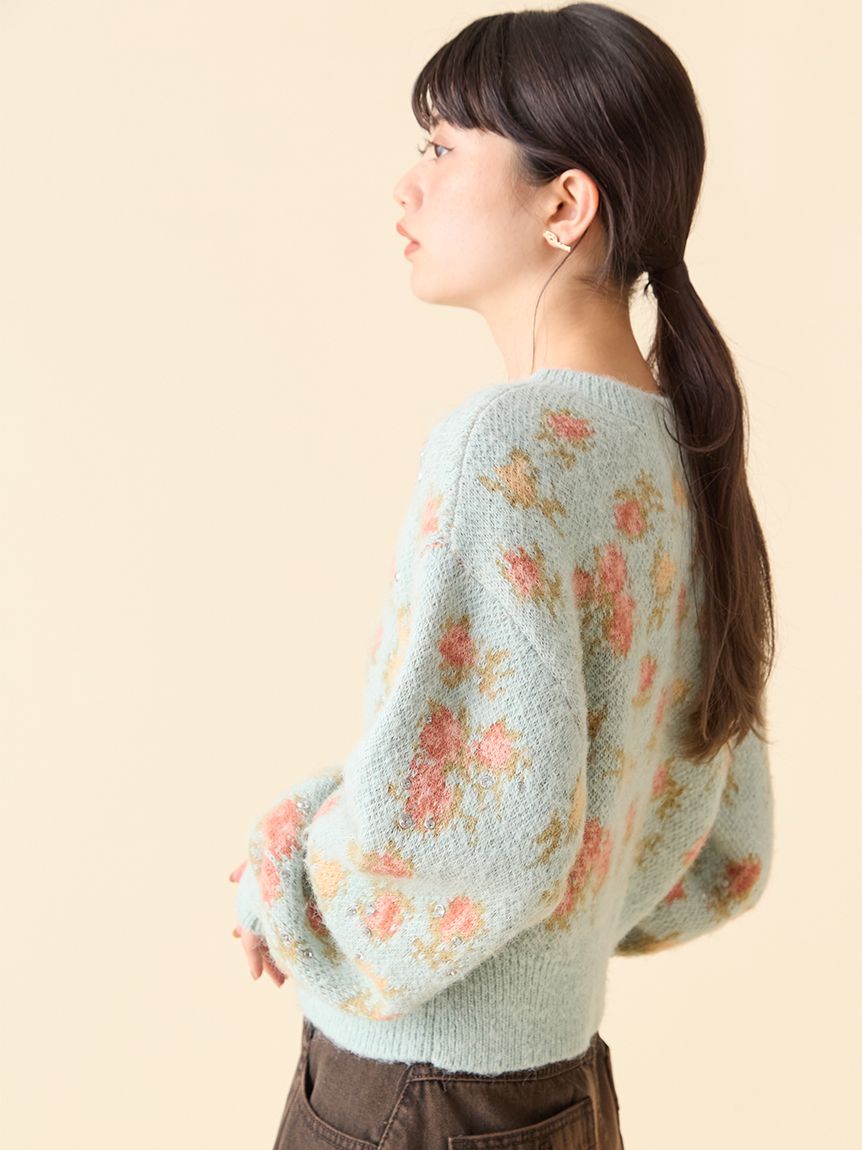 LILY BROWN ×ANNA SUI】ジャガードビジューニットカーディガン