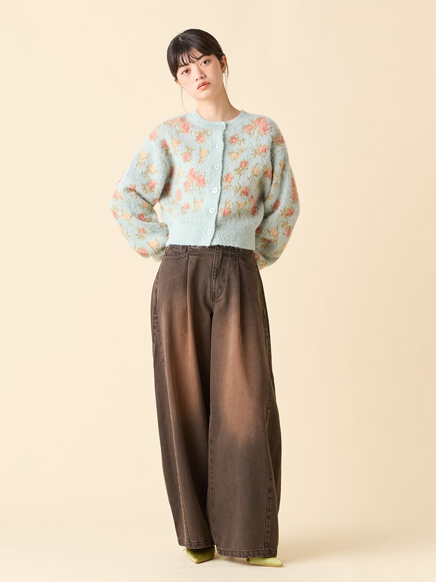 LILY BROWN ×ANNA SUI ジャガードビジューニットカーディガン LILY BROWN ×ANNA SUI】ジャガードビジューニットカーディガン