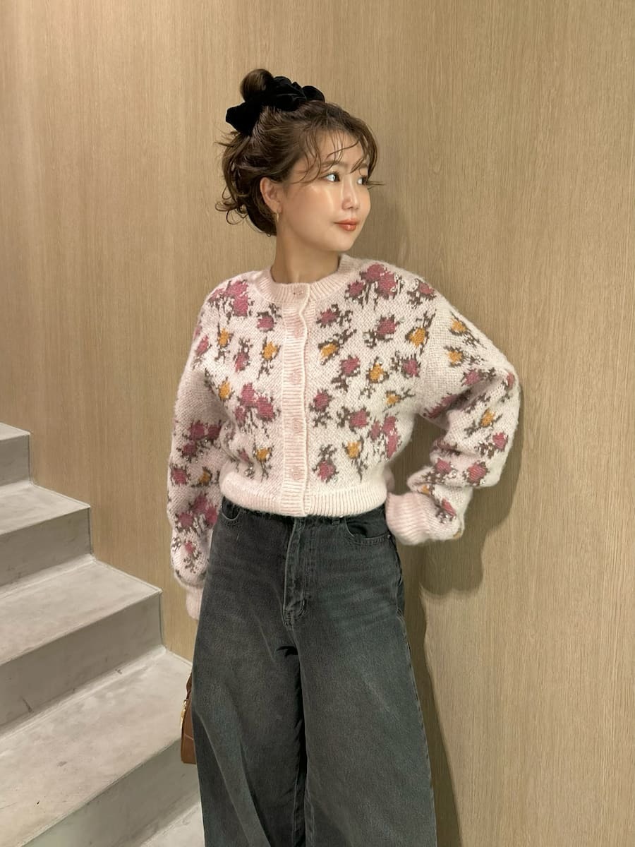 LILY BROWN ×ANNA SUI ジャガードビジューニットカーディガン LILY BROWN ×ANNA SUI】ジャガードビジューニットカーディガン