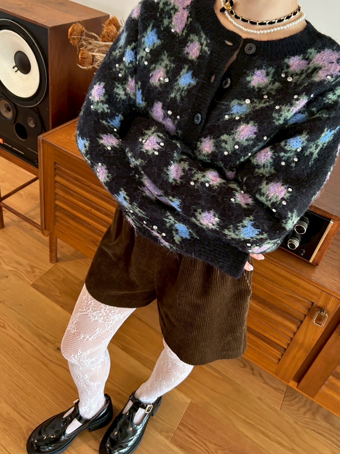 LILY BROWN ×ANNA SUI】ジャガードビジューニットカーディガン