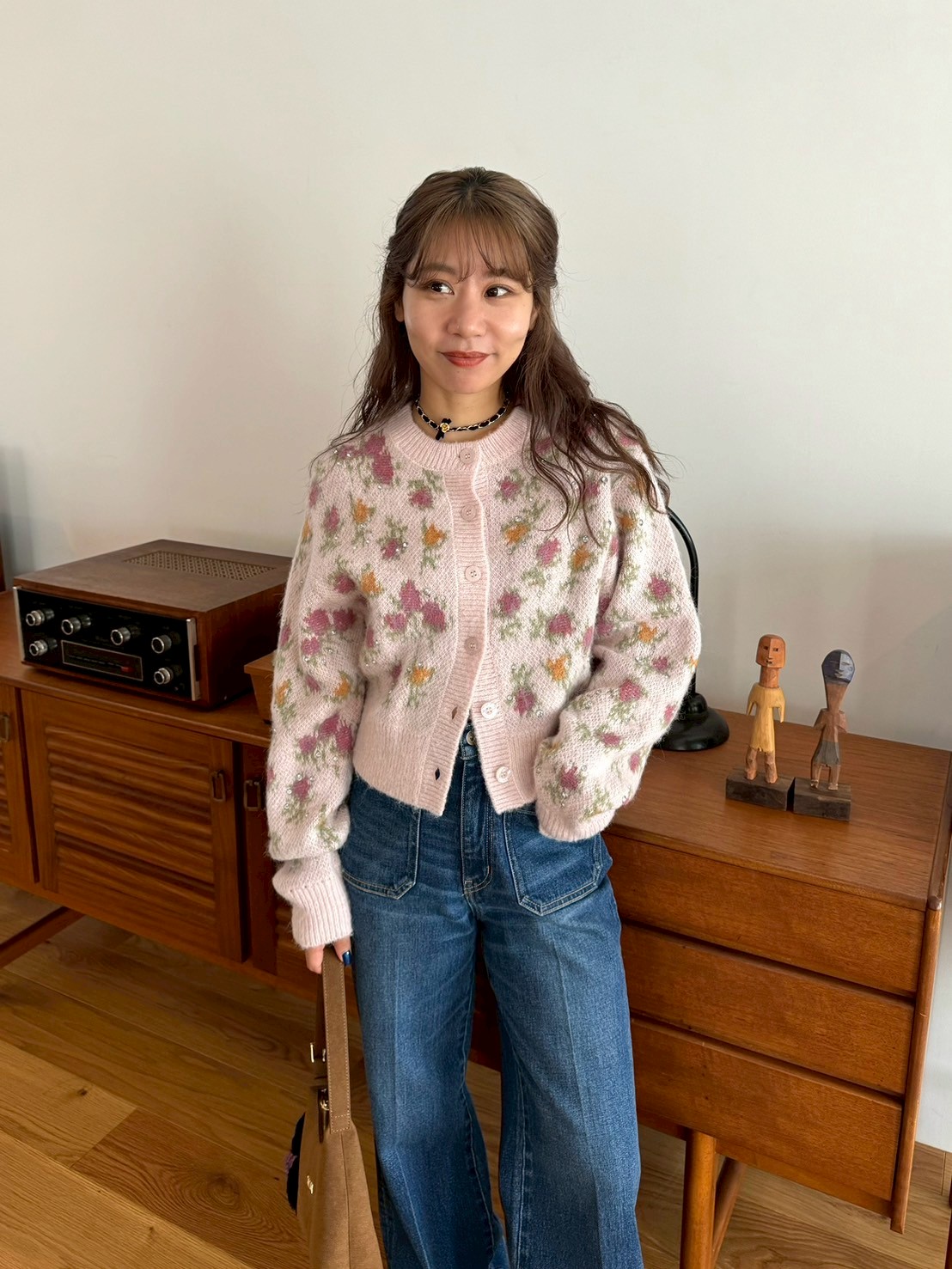 LILY BROWN ×ANNA SUI】ジャガードビジューニットカーディガン