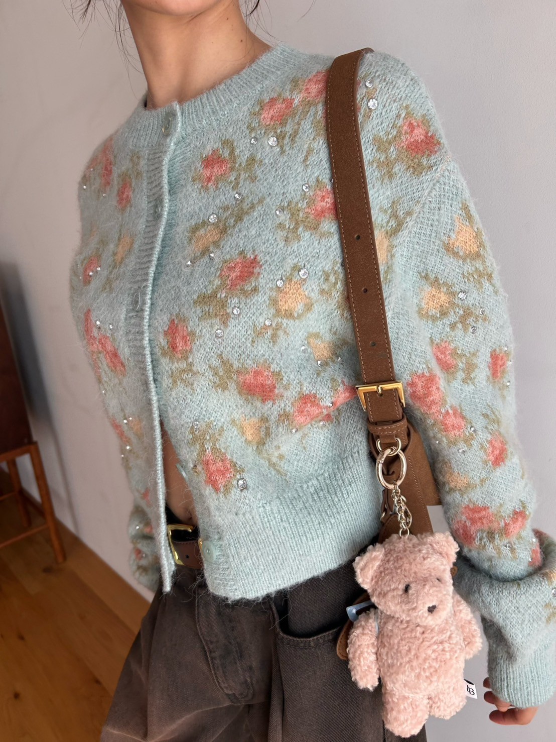 LILY BROWN ×ANNA SUI】ジャガードビジューニットカーディガン