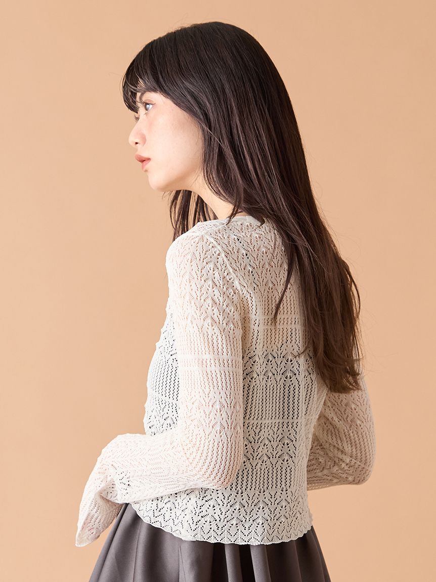 【新品未使用タグ付き】 LILY BROWN シアー ニットカーディガン ピンク ラメシアーニットカーディガン/ハンドウォッシャブル