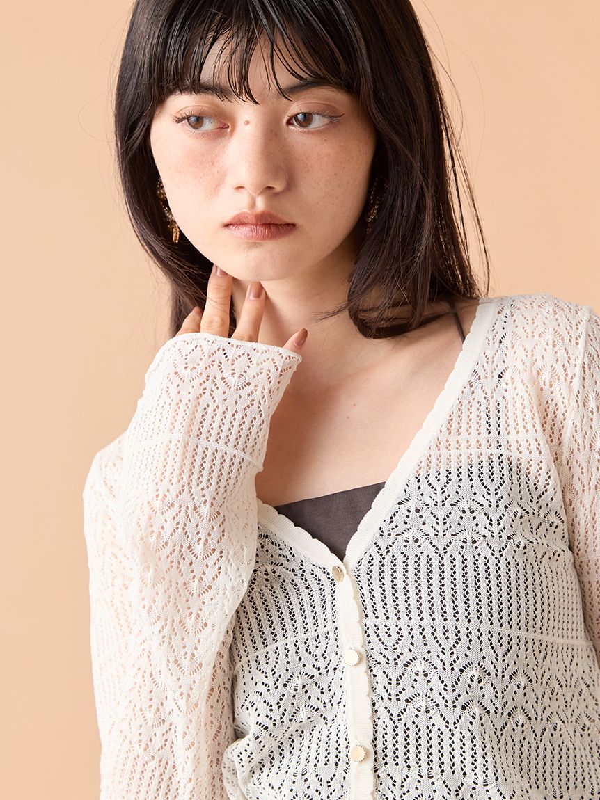 LILYBROWN リリーブラウン セミシアーニットカーディガン¥11,880 リリーブラウン LILY BROWN セミシアーニットカーディガン （BLK