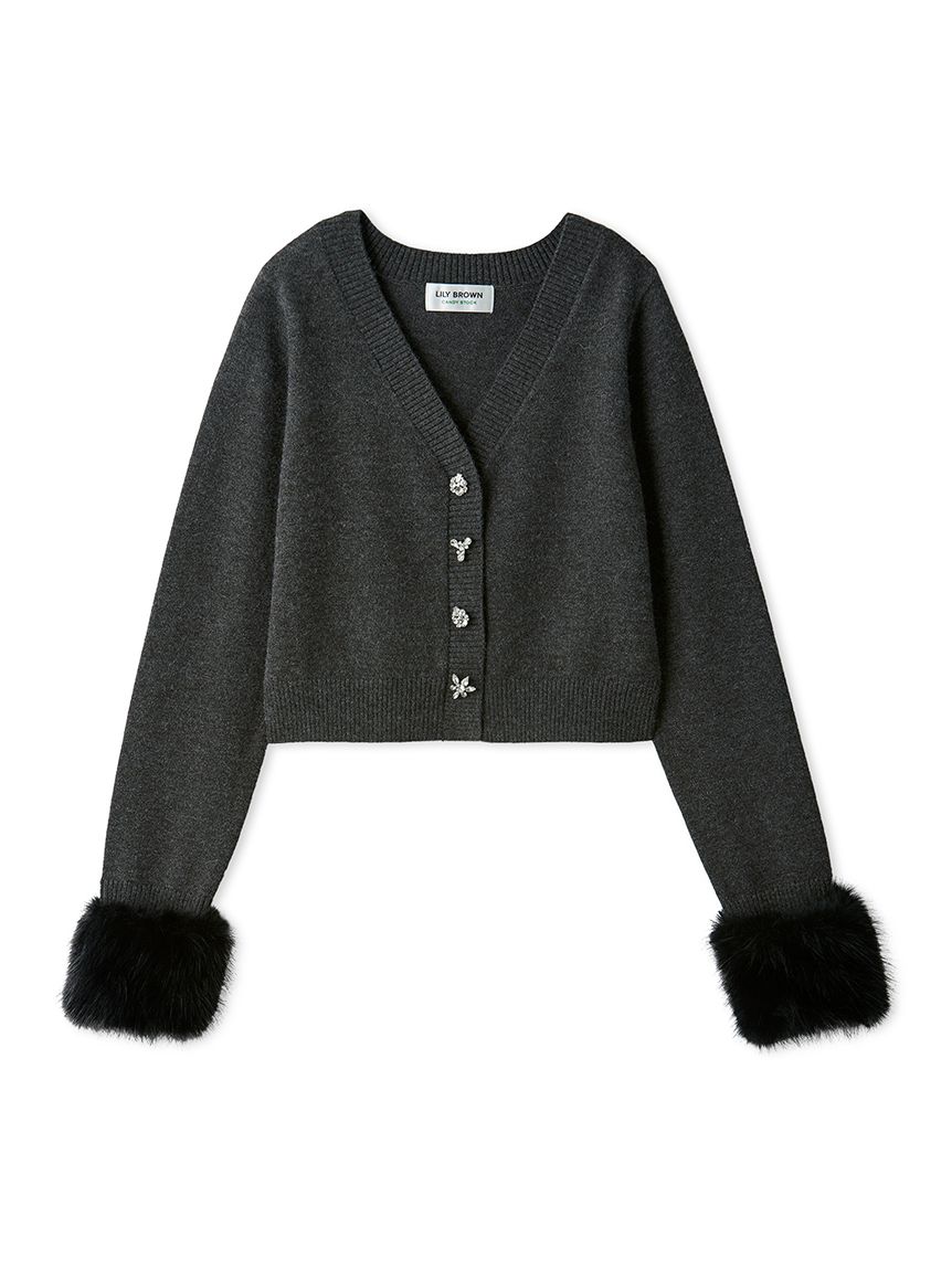 L.B CANDY STOCK]袖ファーニットカーディガン(カーディガン)｜トップス