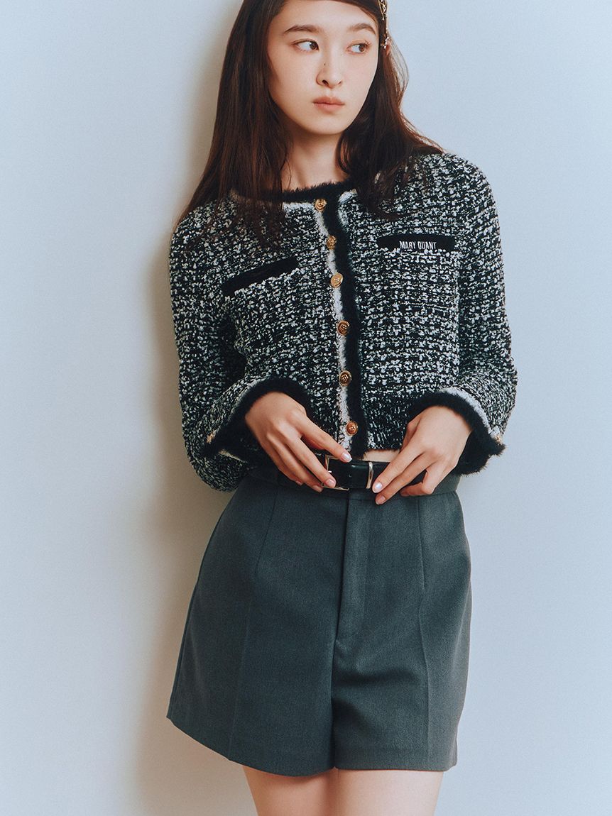 LILY BROWN×MARY QUANT】デイジー釦ツイードニットジャケット(ノー