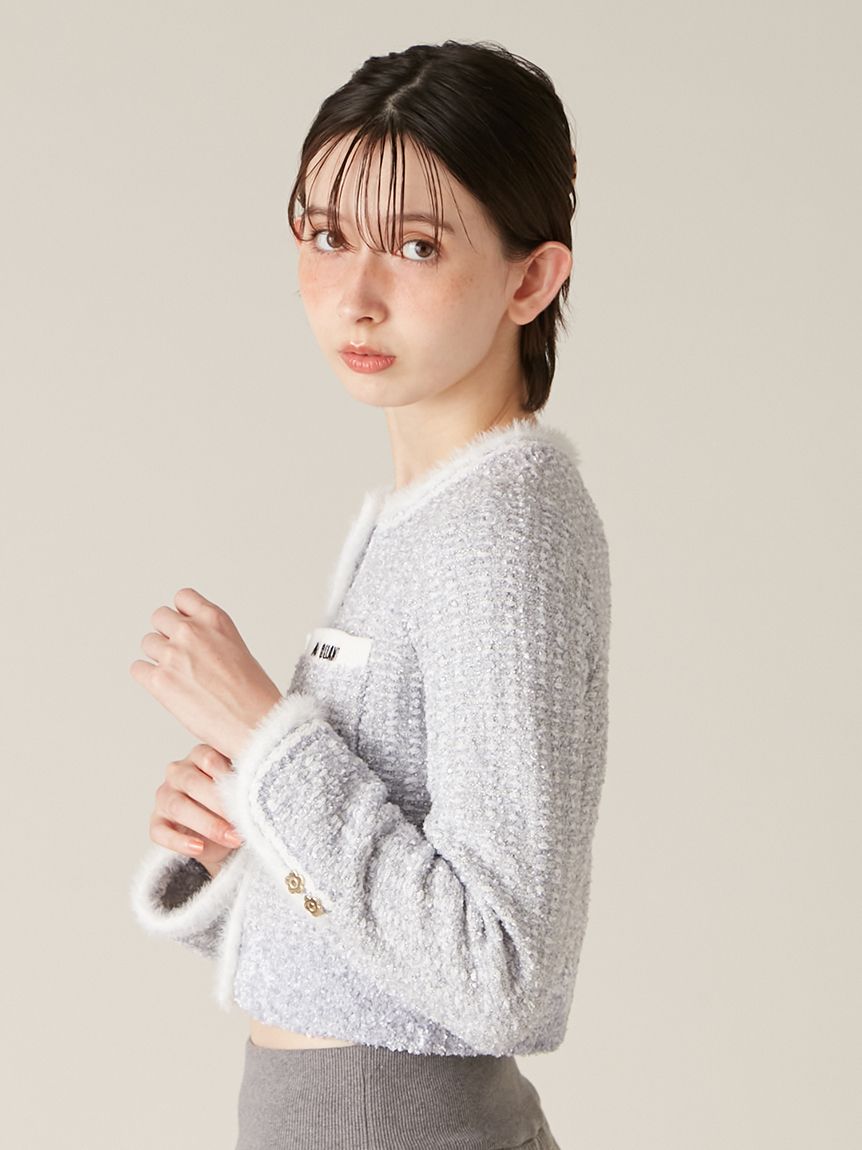 LILY BROWN×MARY QUANT】デイジー釦ツイードニットジャケット