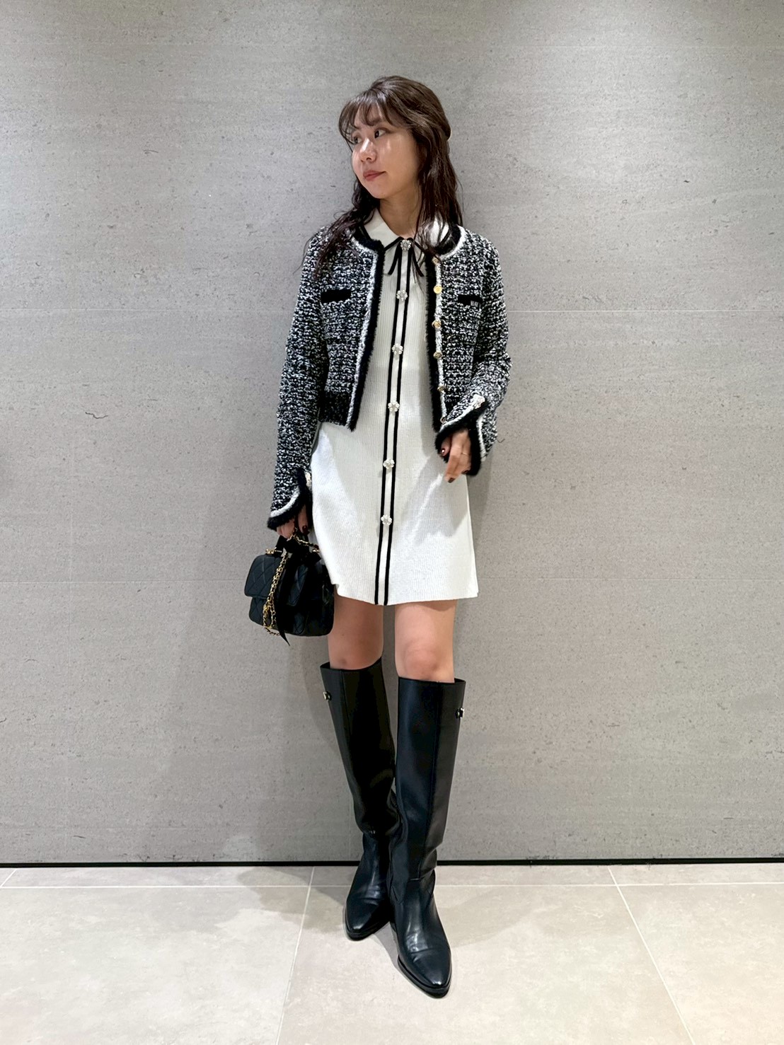 LILY BROWN×MARY QUANT】デイジー釦ツイードニットジャケット