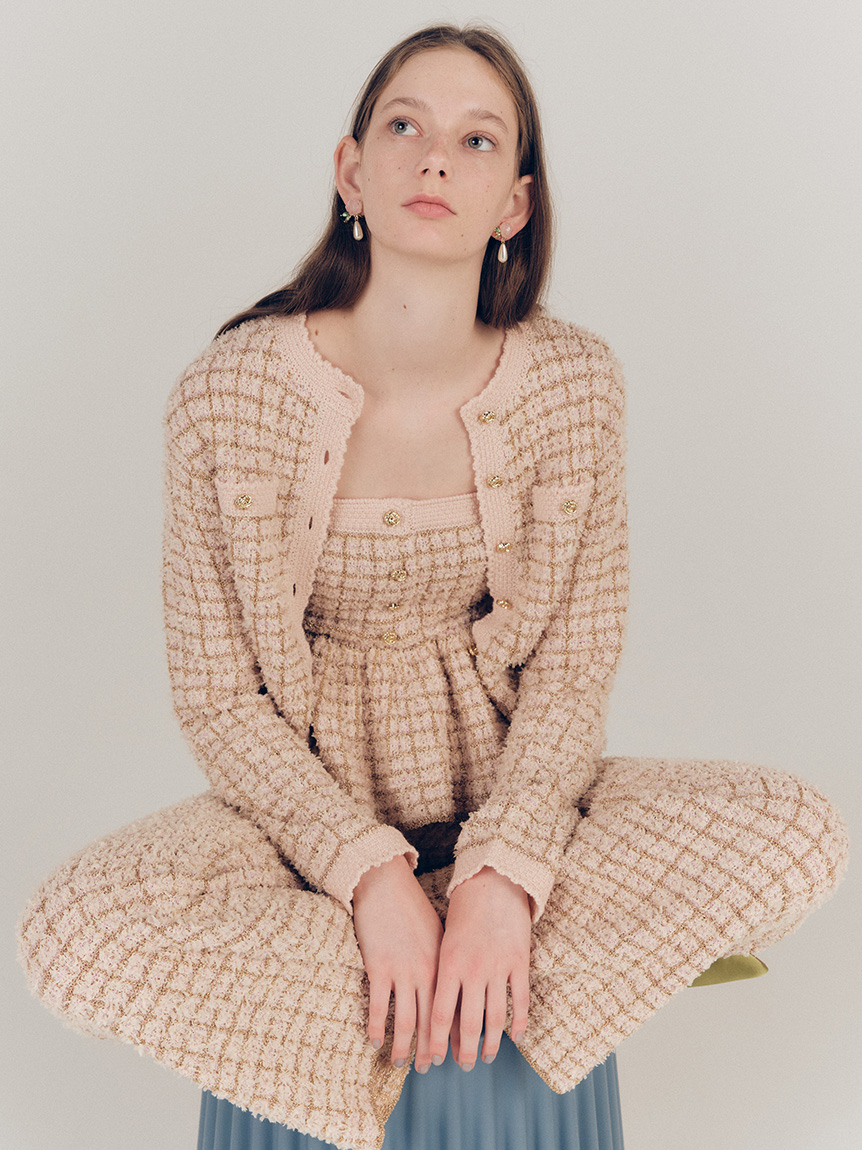 ツイードニットカーディガン(セットアップアイテム)｜LILY BROWN