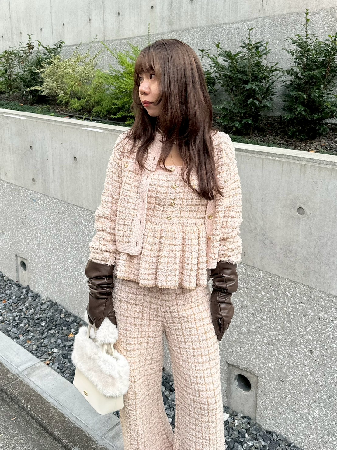 LILY BROWN ツイード風クロップドニットカーディガン LILY BROWN ツイード風クロップドニットカーディガン