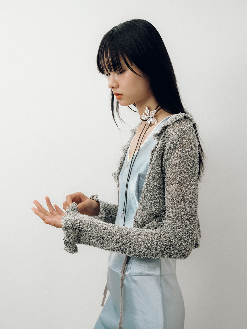 ツイストヤーンフリルカーディガン(カーディガン)｜トップス｜LILY