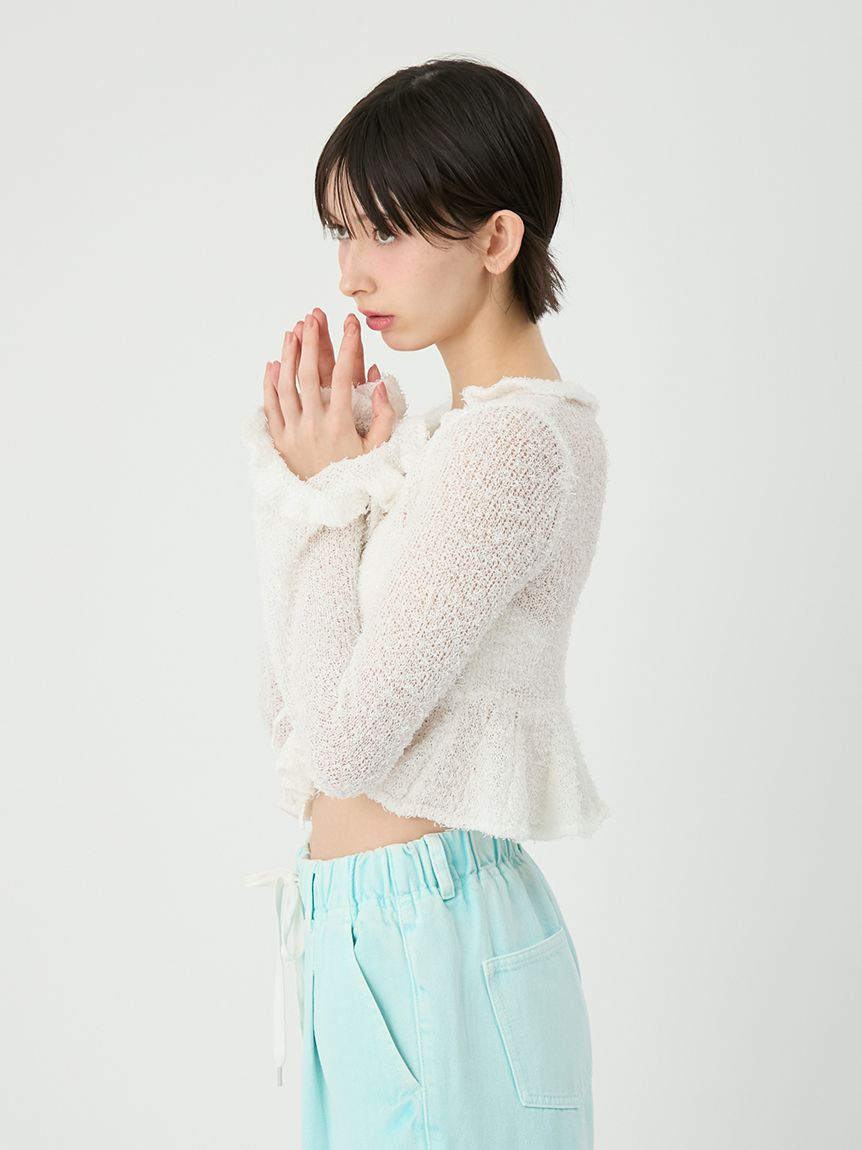 ツイストヤーンフリルカーディガン(カーディガン)｜トップス｜LILY