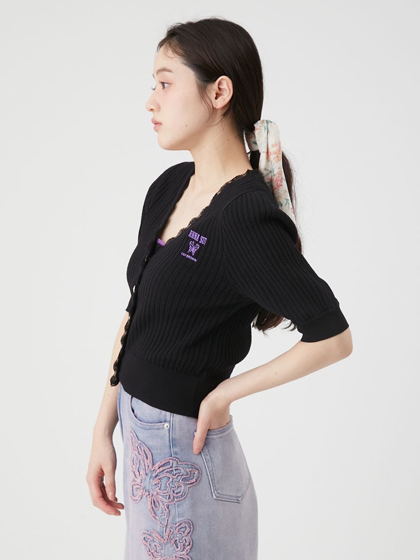 LILY BROWN×ANNA SUI】レースニットカーディガン(カーディガン