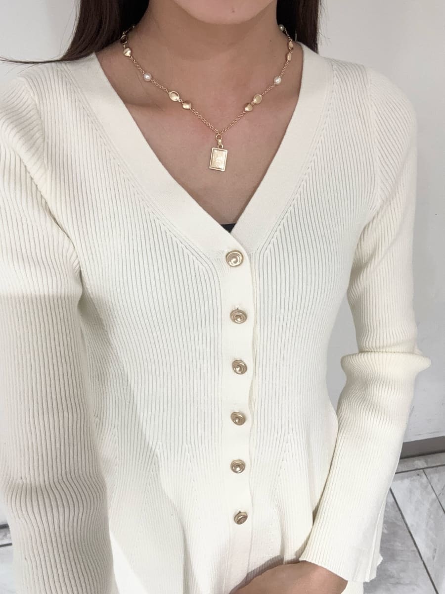 LILY BROWN ホワイト リブカーディガン ペプラムニットカーディガン(カーディガン・ボレロ)｜TOPS｜LILY BROWN