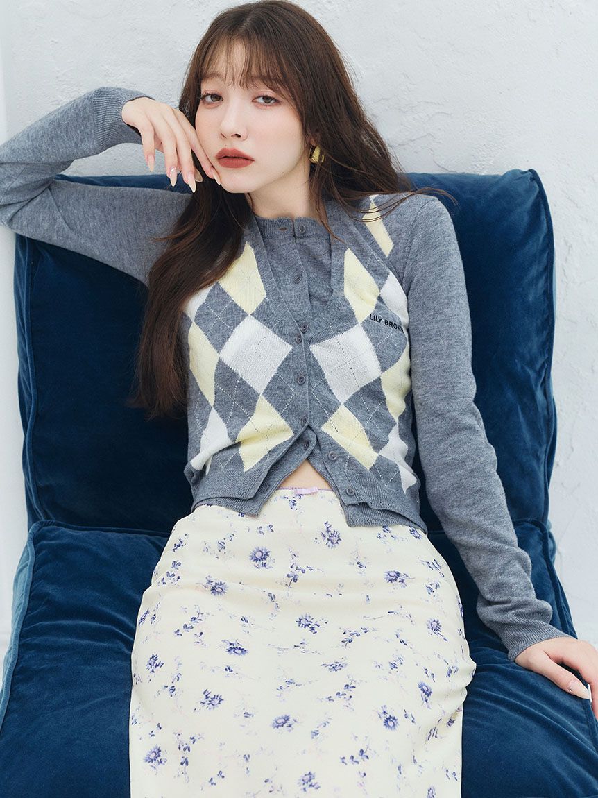 アーガイルニットカーディガン(カーディガン・ボレロ)｜TOPS｜LILY