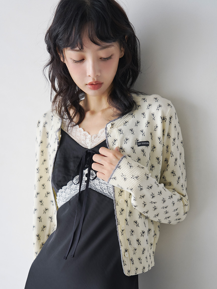 15th Anniversary】Lilyモチーフスカラップトリムニットカーディガン