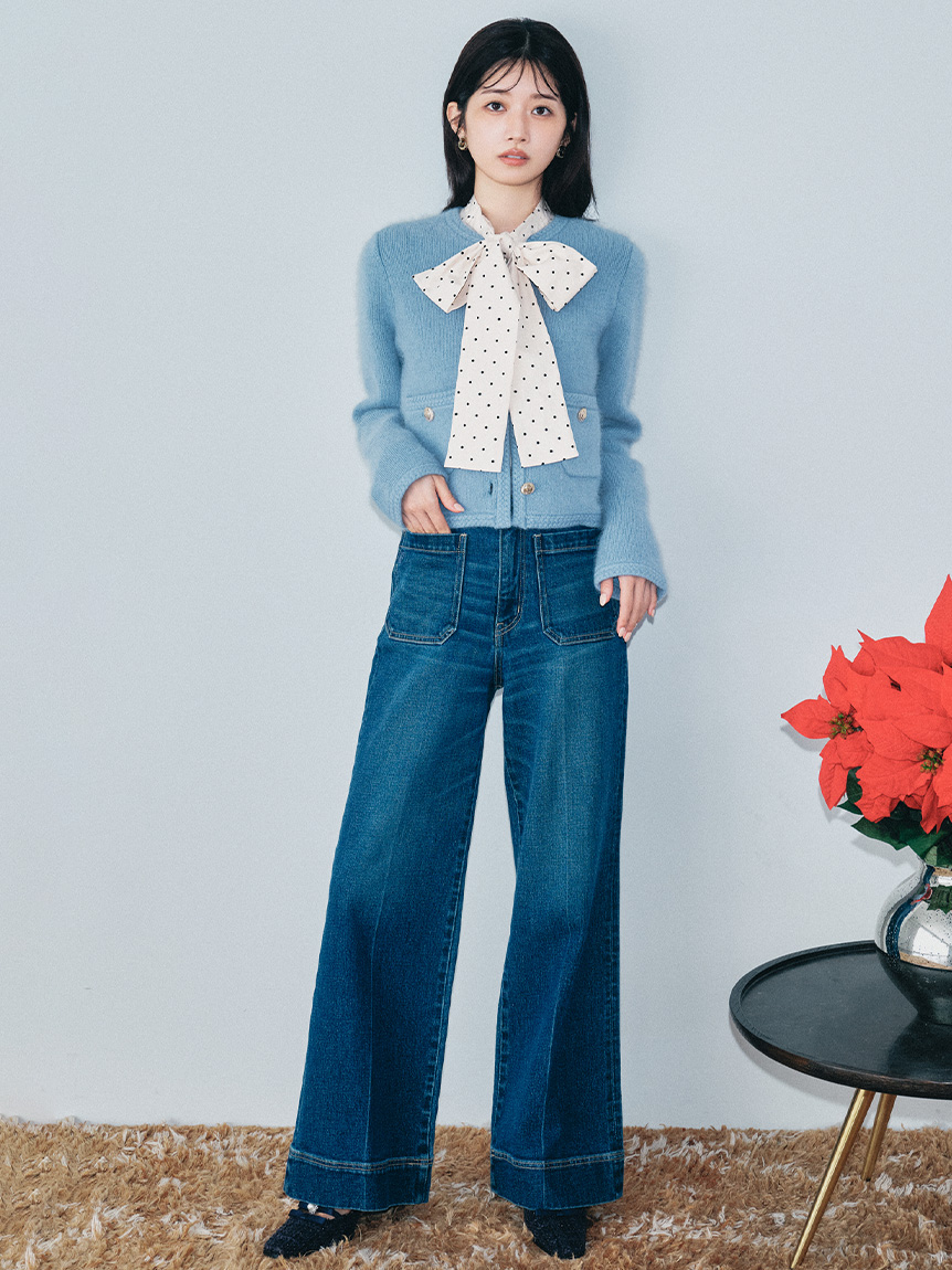 Lily brown リリーブラウン　金釦フォックスニットジャケット　白 LILY BROWN｜【WEB限定カラー】金釦フォックスニットジャケット