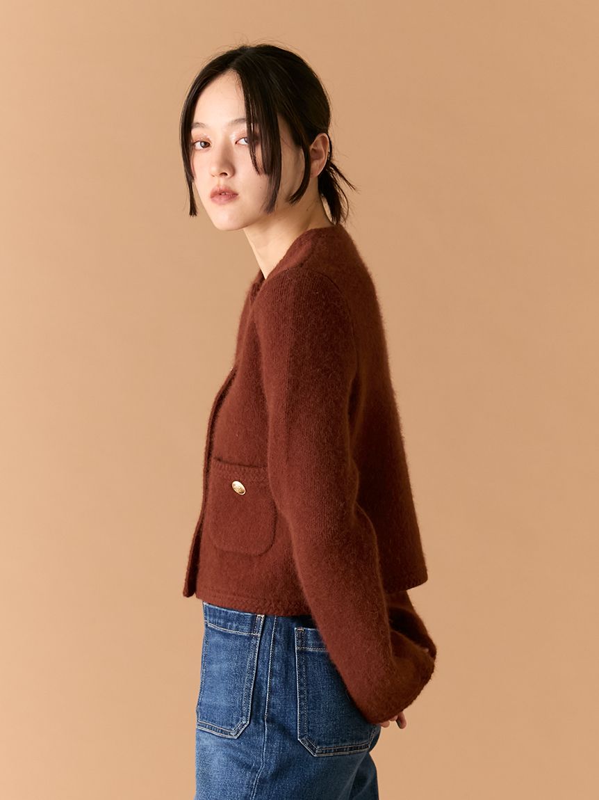 WEB限定カラー】金釦フォックスニットジャケット(ニット