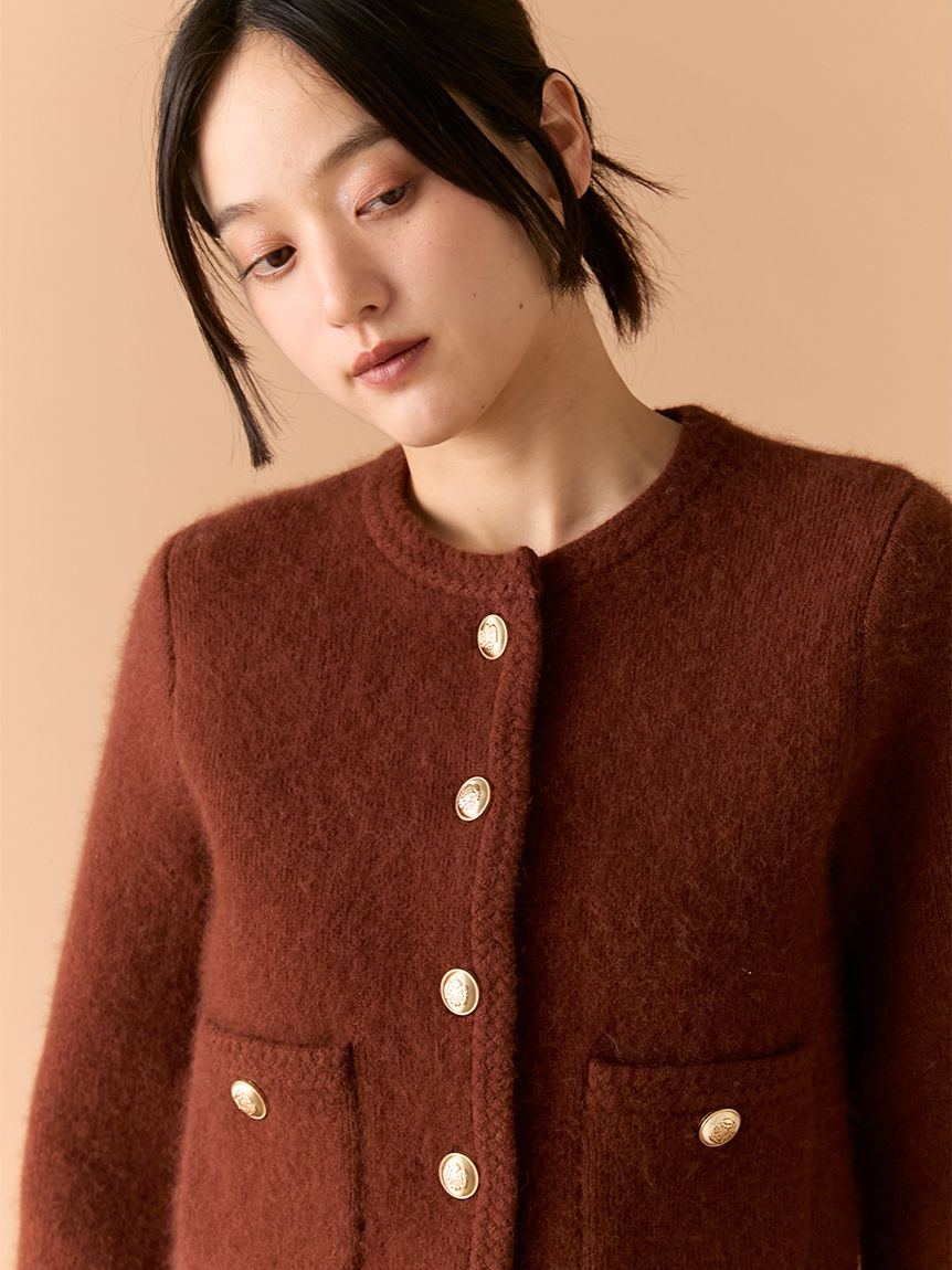 WEB限定カラー】金釦フォックスニットジャケット(ニット)｜トップス