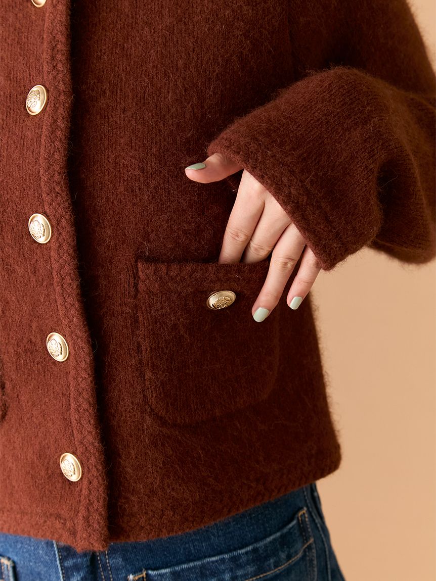 WEB限定カラー】金釦フォックスニットジャケット(ニット)｜トップス