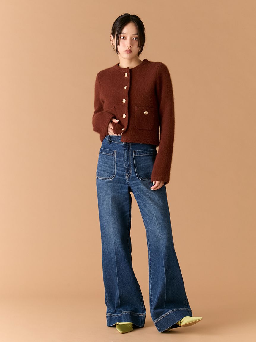 WEB限定カラー】金釦フォックスニットジャケット(ニット)｜トップス